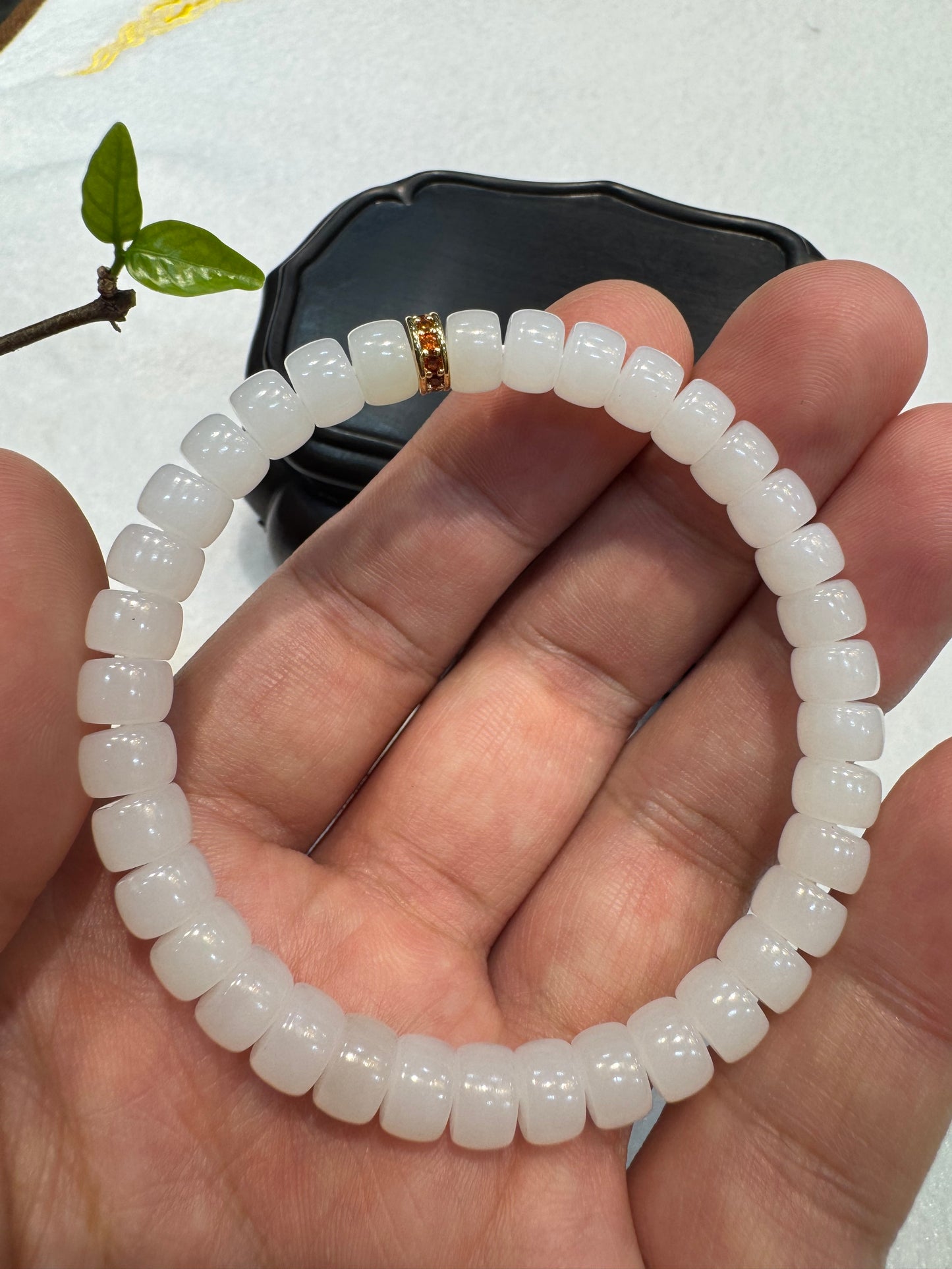 Mini Nephrite Barrel bracelet (B025)