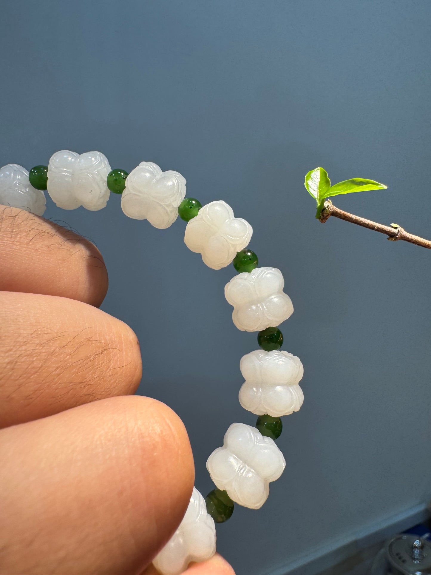 Nephrite Lotus Bracelet (B026)