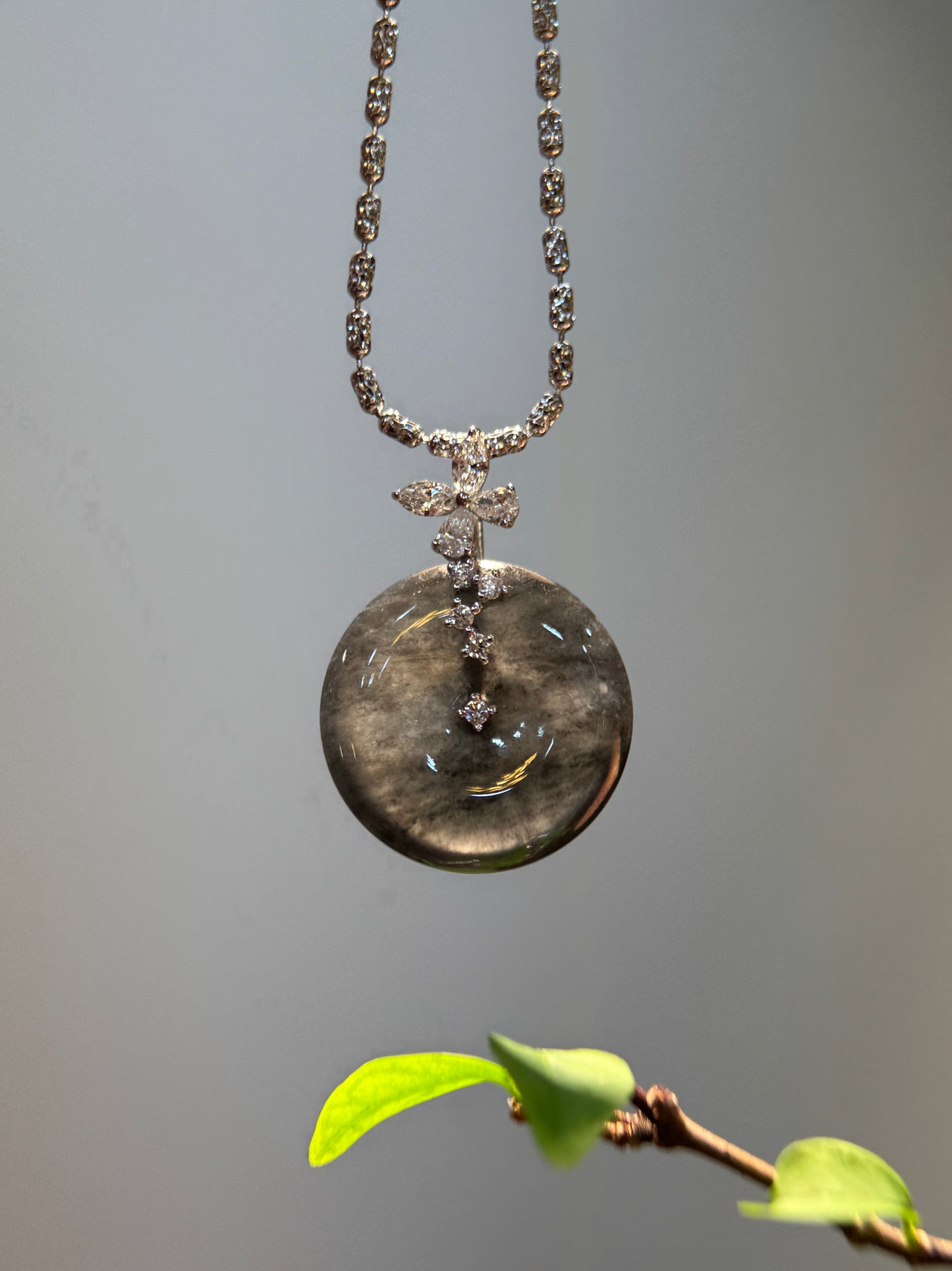 Back Jade Safety Coin Pendant (P173）