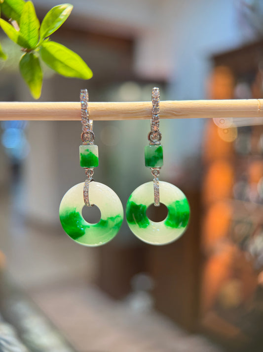 Green Donut Shape Earring (E330)