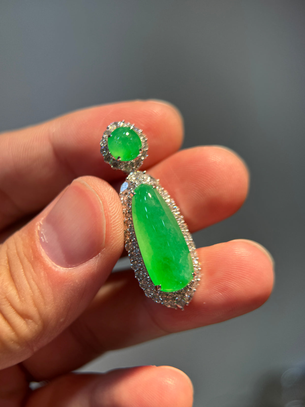 Icy Green Pear Shape Pendant (P176)