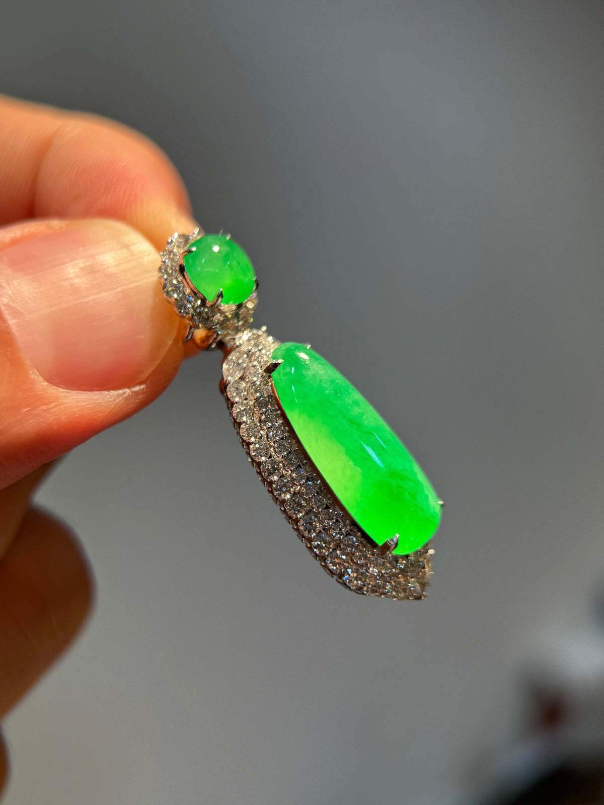 Icy Green Pear Shape Pendant (P176)