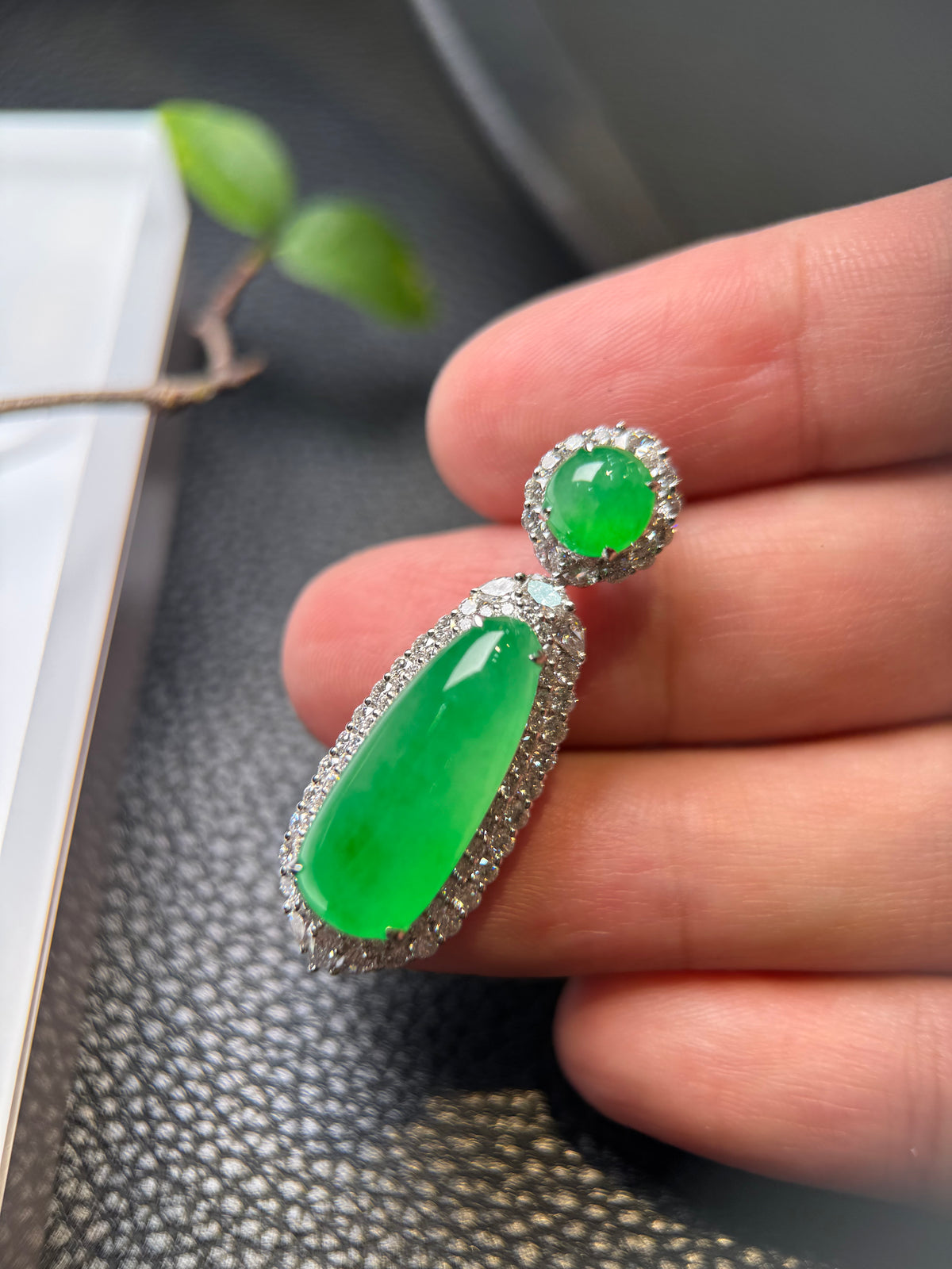 Icy Green Pear Shape Pendant (P176)