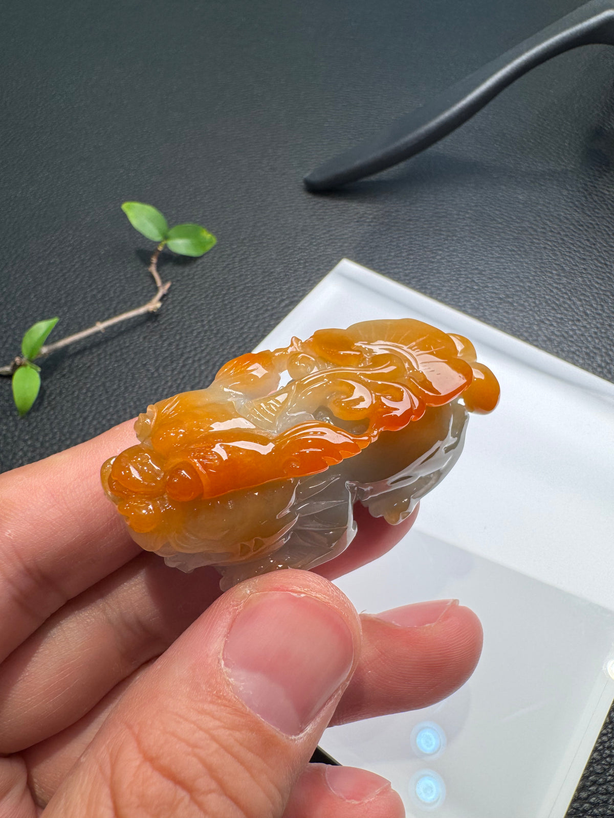 Red Jade Pi Xiu (貔貅）Ornament (H939)