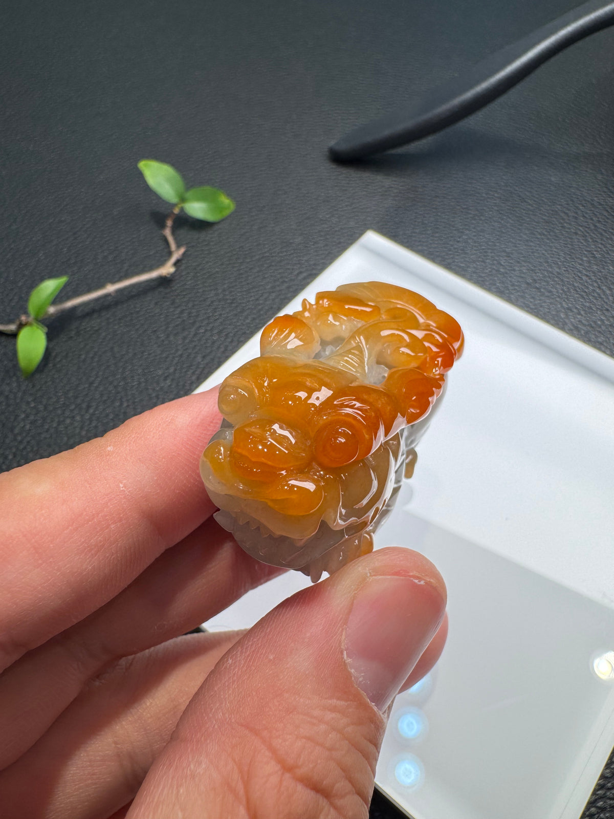 Red Jade Pi Xiu (貔貅）Ornament (H939)