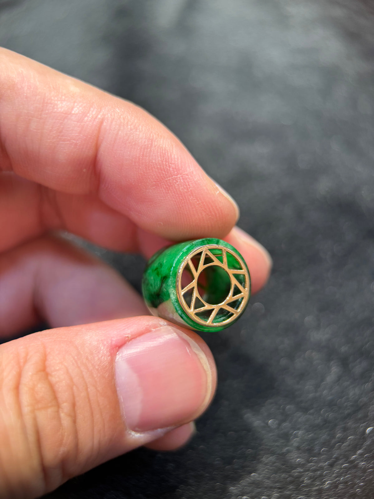 Intense Green Jade Barrel (P166)