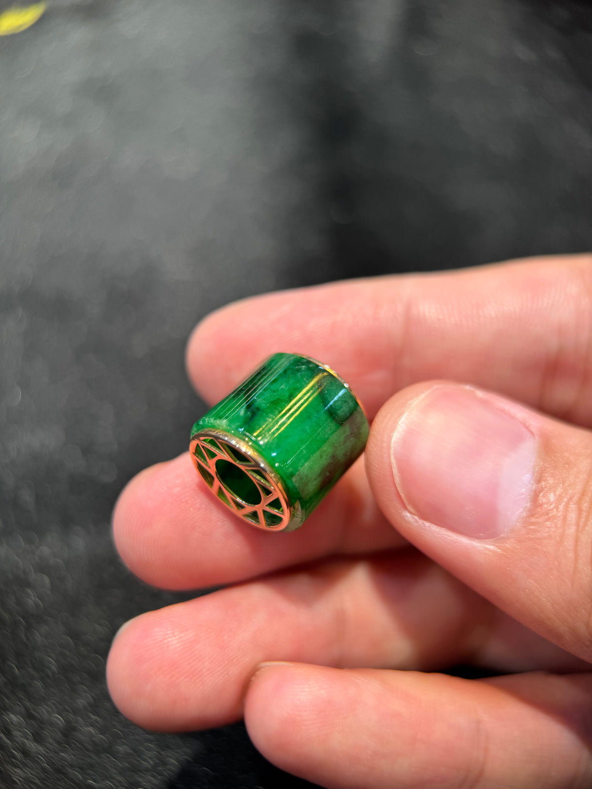 Intense Green Jade Barrel (P166)
