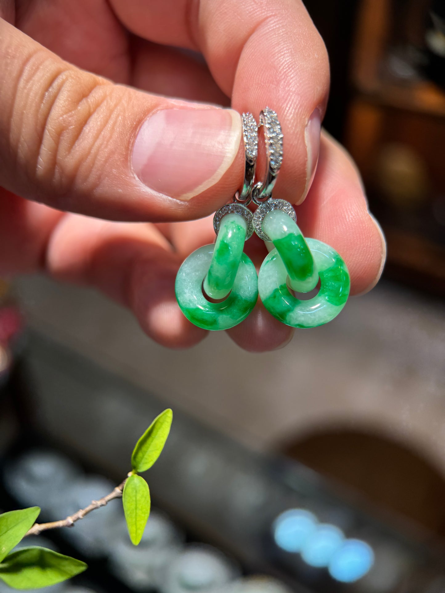 Green Double Loop Earring (E335)