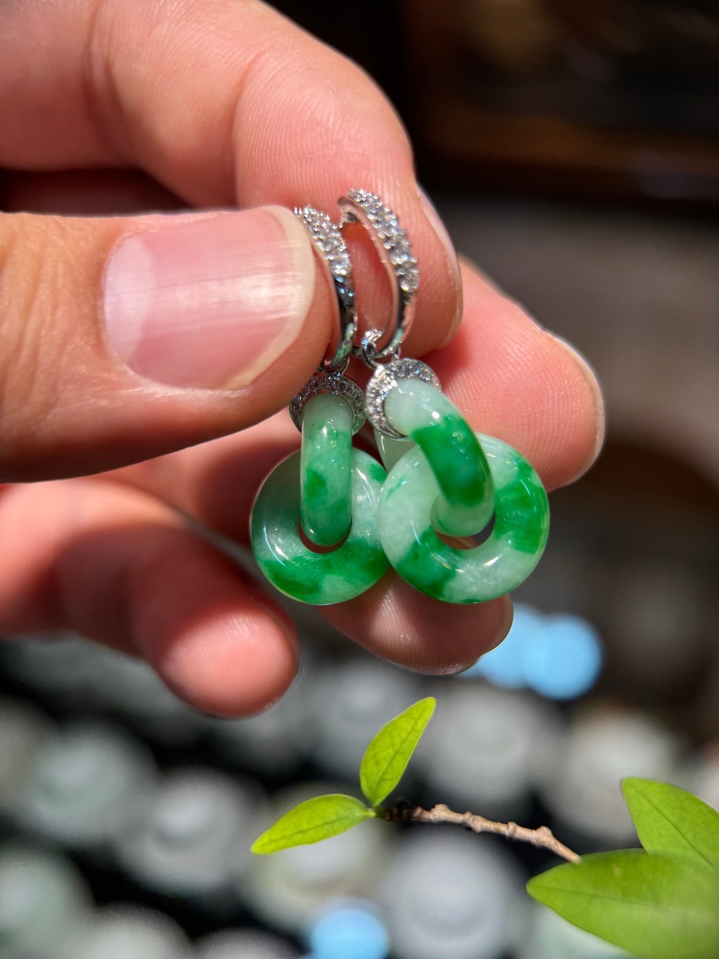 Green Double Loop Earring (E335)