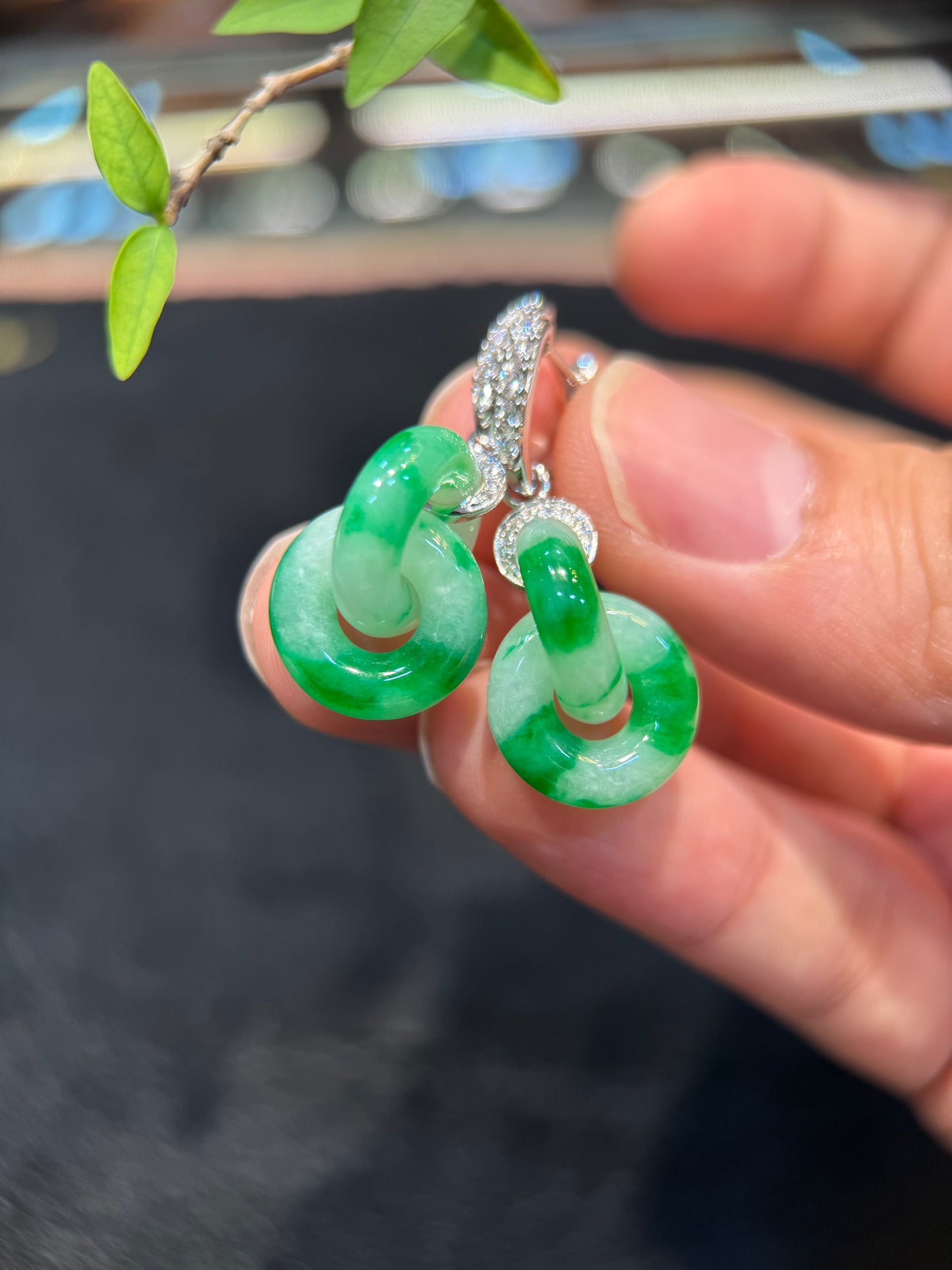 Green Double Loop Earring (E335)