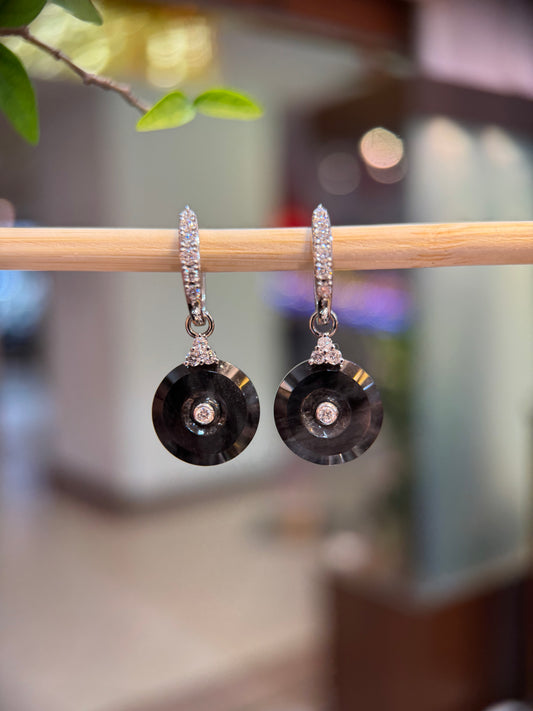 Back Jade Safety Coin Earring (E334)