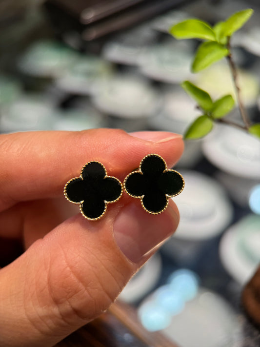 Omphacite Clover Leaf Earring (E339)