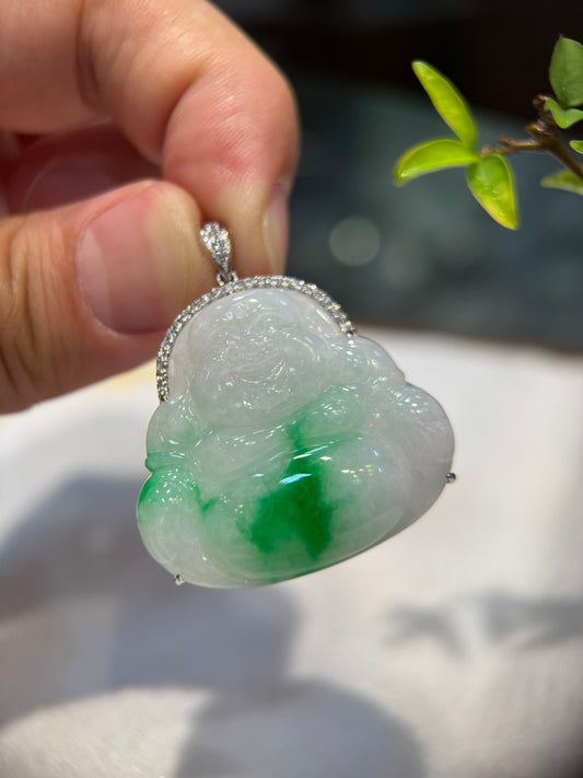 Green Laughing Buddha Pendant (P158)