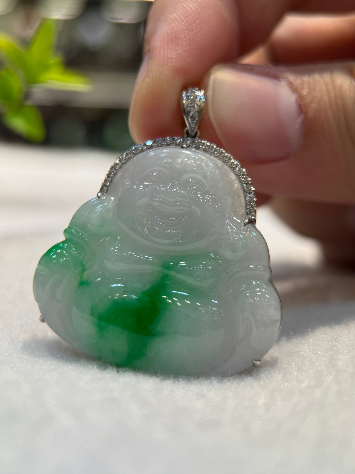 Green Laughing Buddha Pendant (P158)