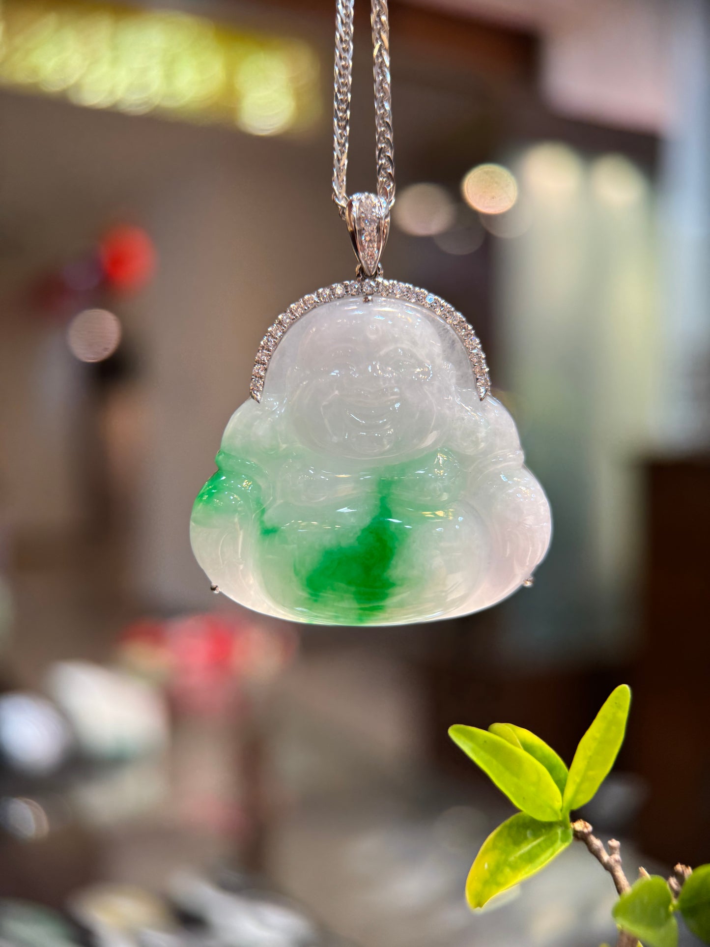 Green Laughing Buddha Pendant (P158)