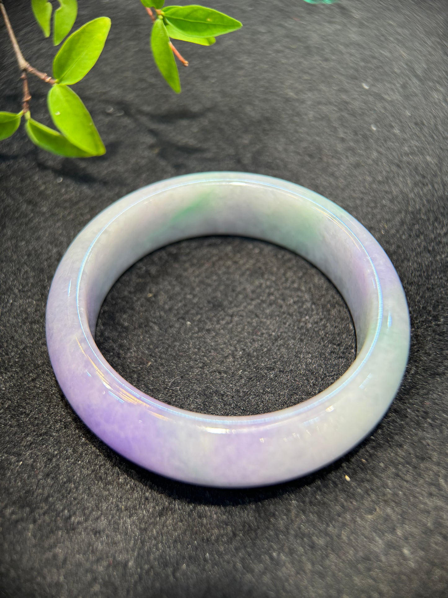 Lavender with Green jadeite Bangle (B011)