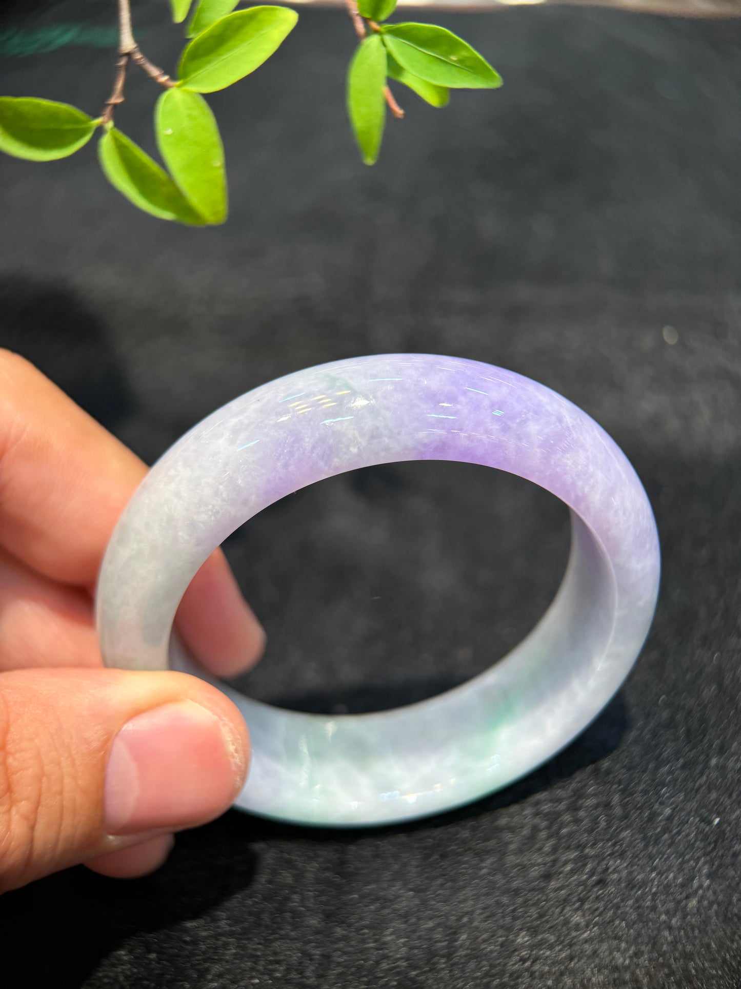 Lavender with Green jadeite Bangle (B011)