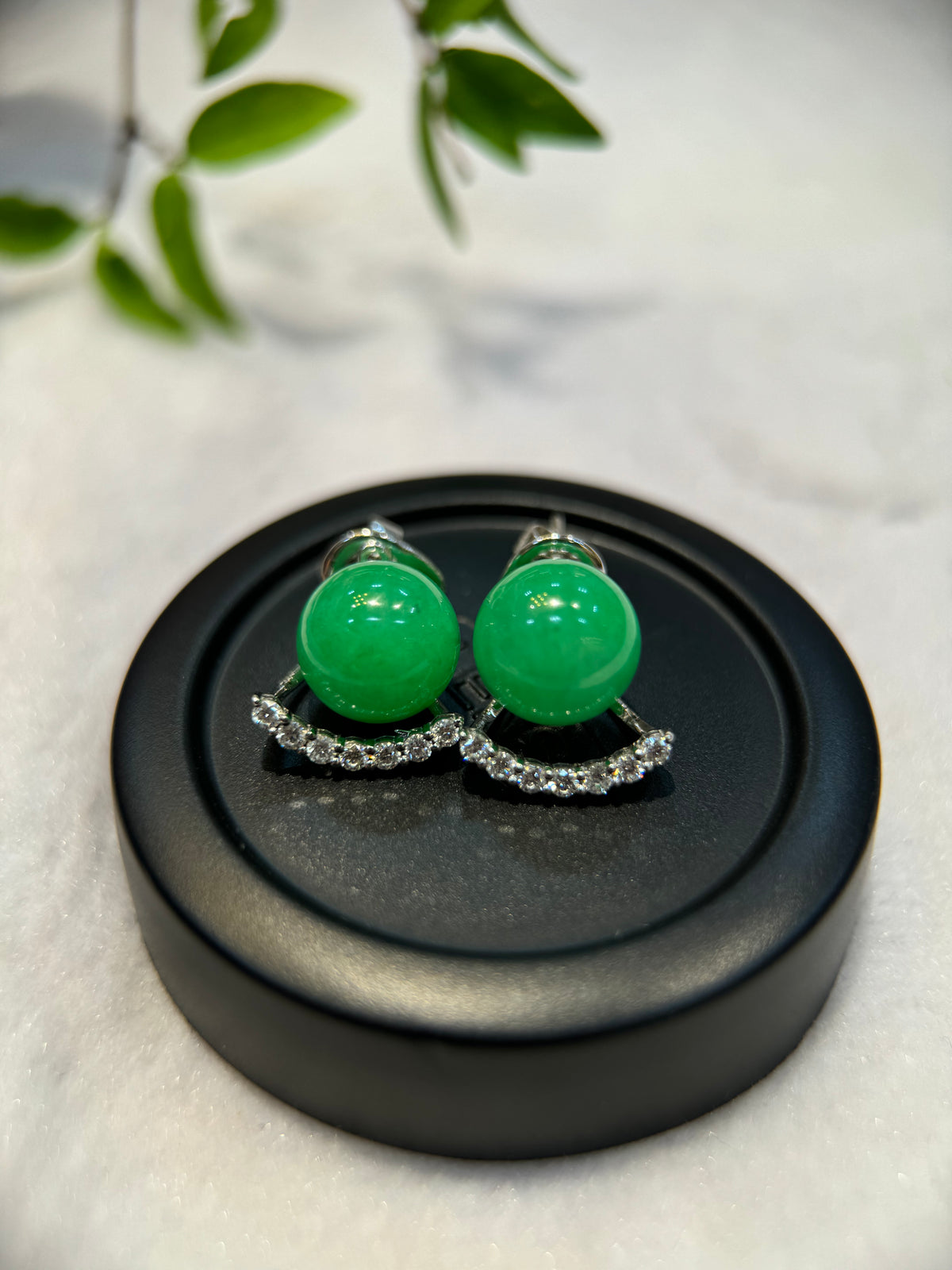 Green Round Beads Earring (E316)