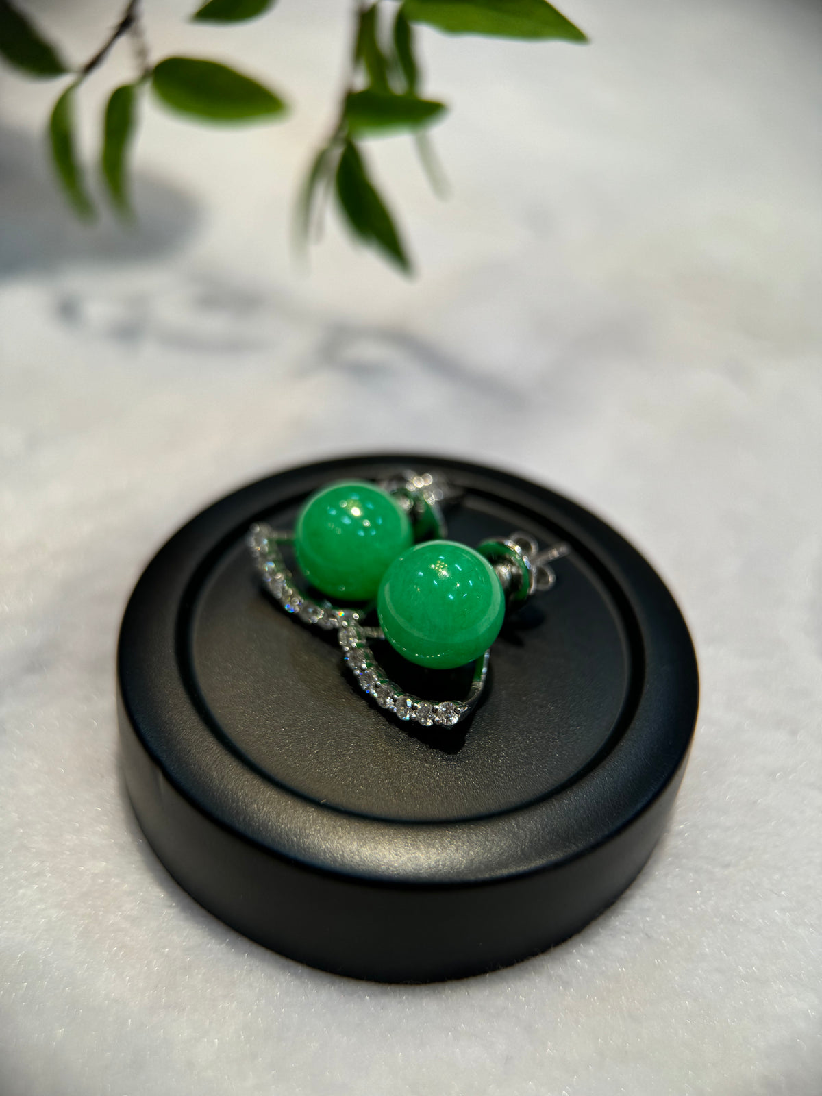 Green Round Beads Earring (E316)