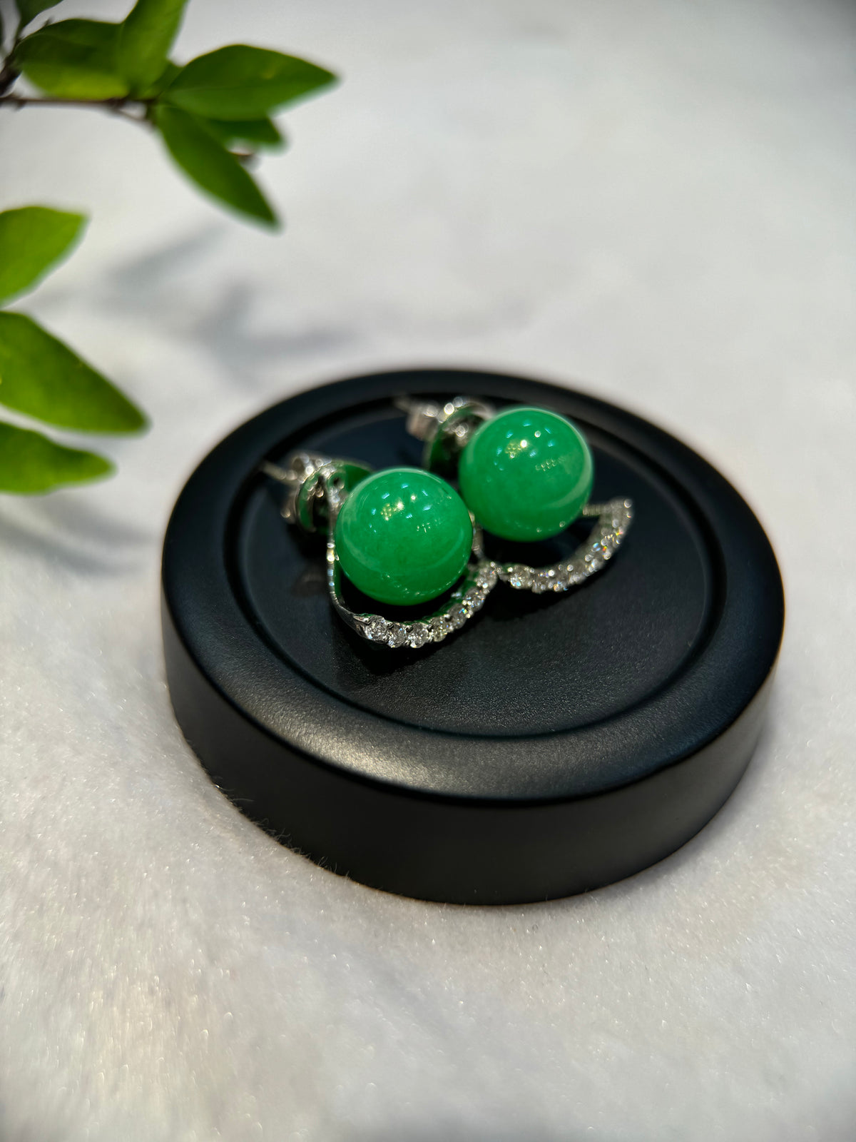 Green Round Beads Earring (E316)