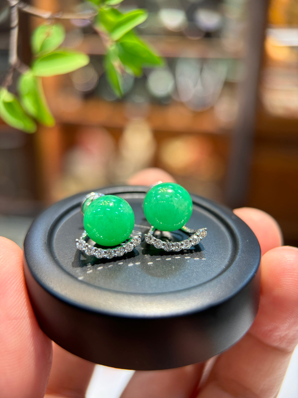 Green Round Beads Earring (E316)