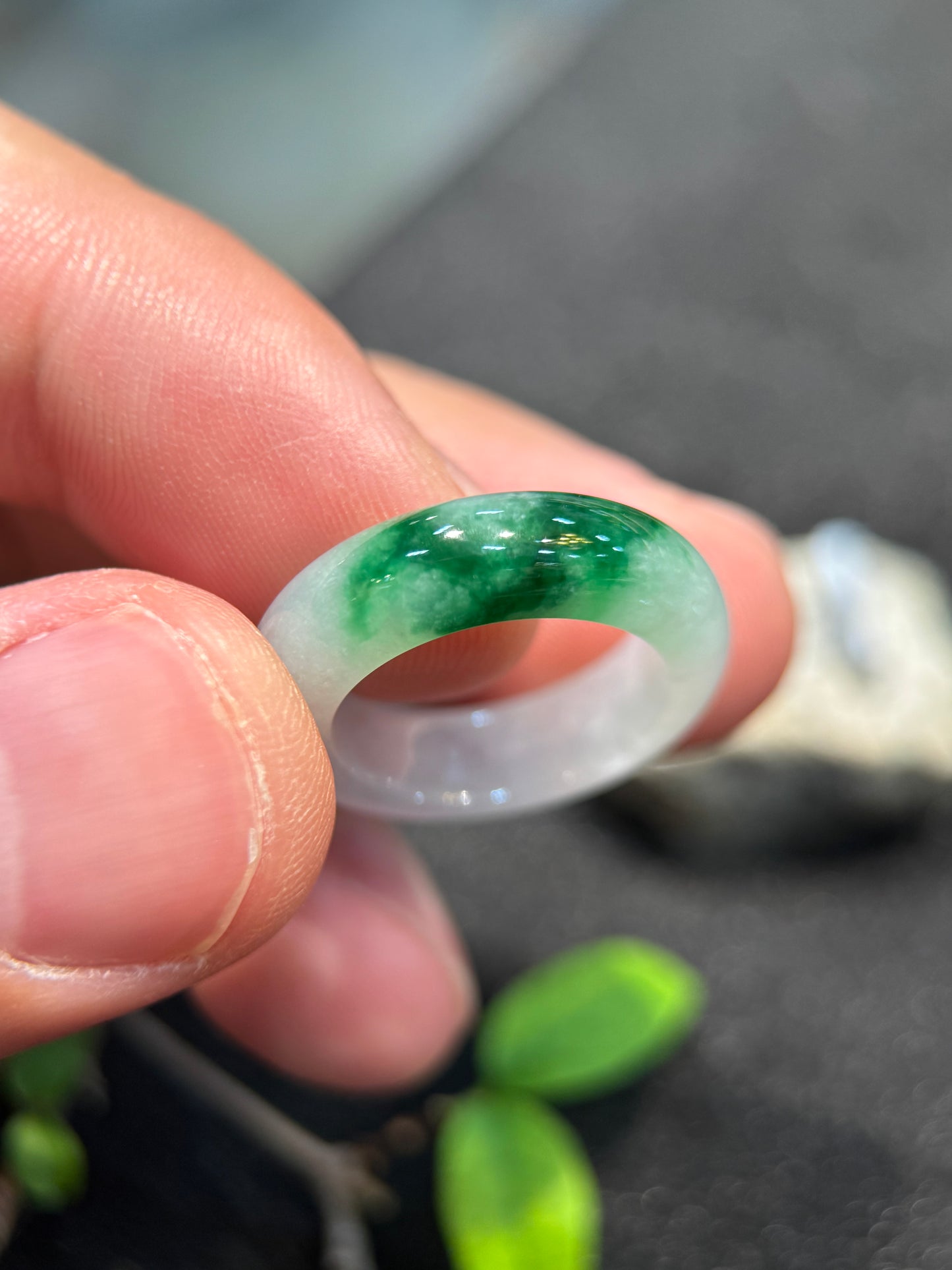 Green Jade Hololith Ring (R157)