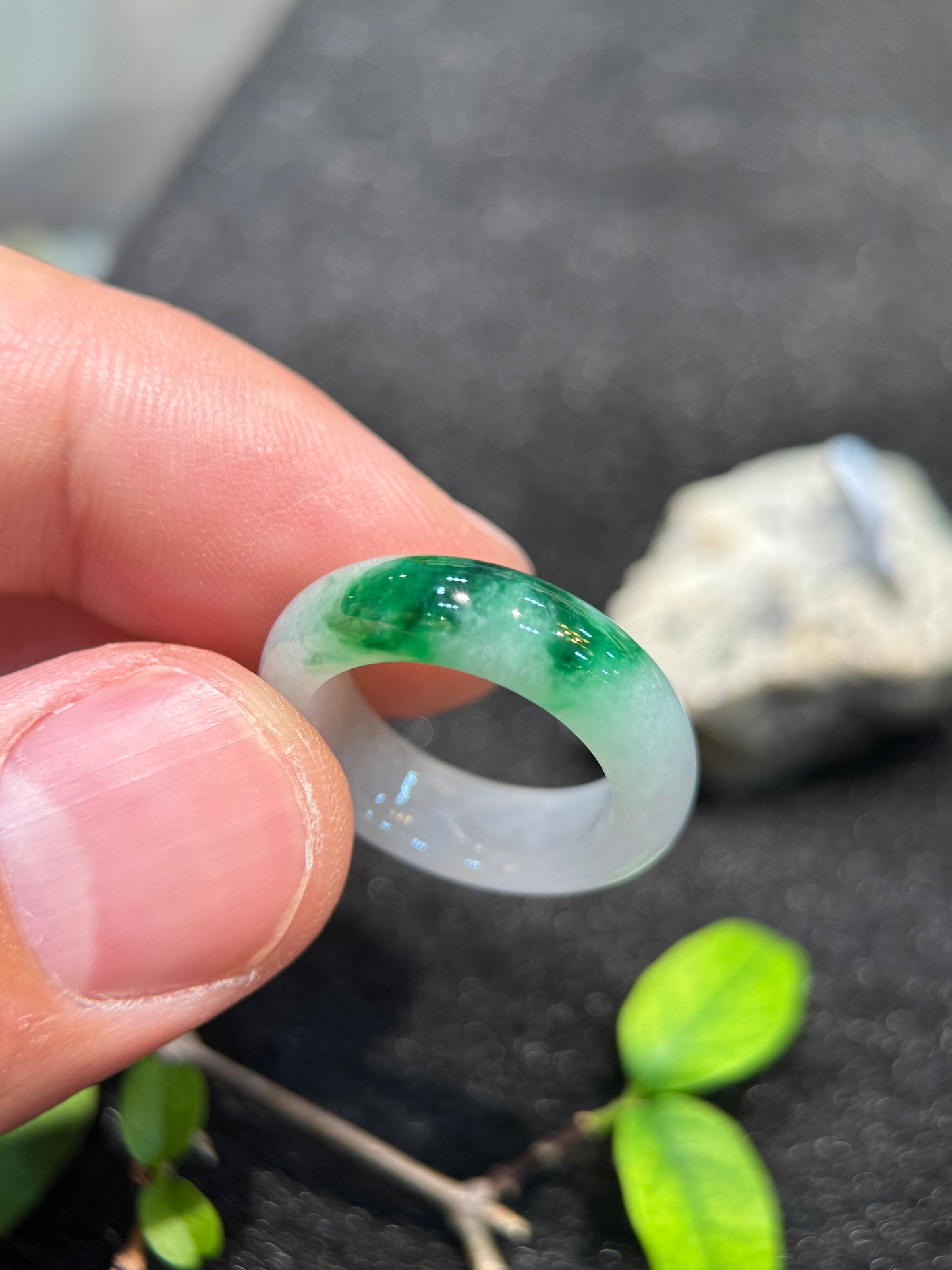 Green Jade Hololith Ring (R157)