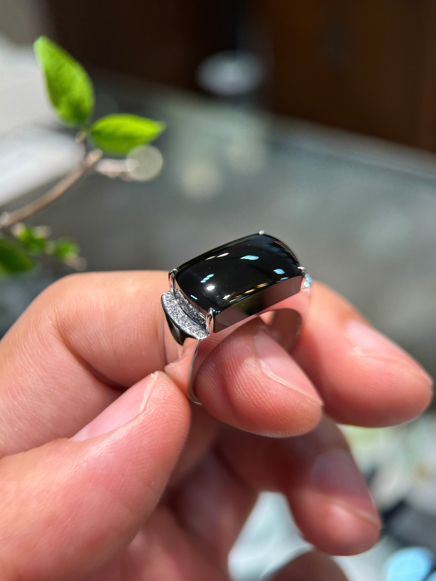 Omphacite Saddle Jade Ring (R155)