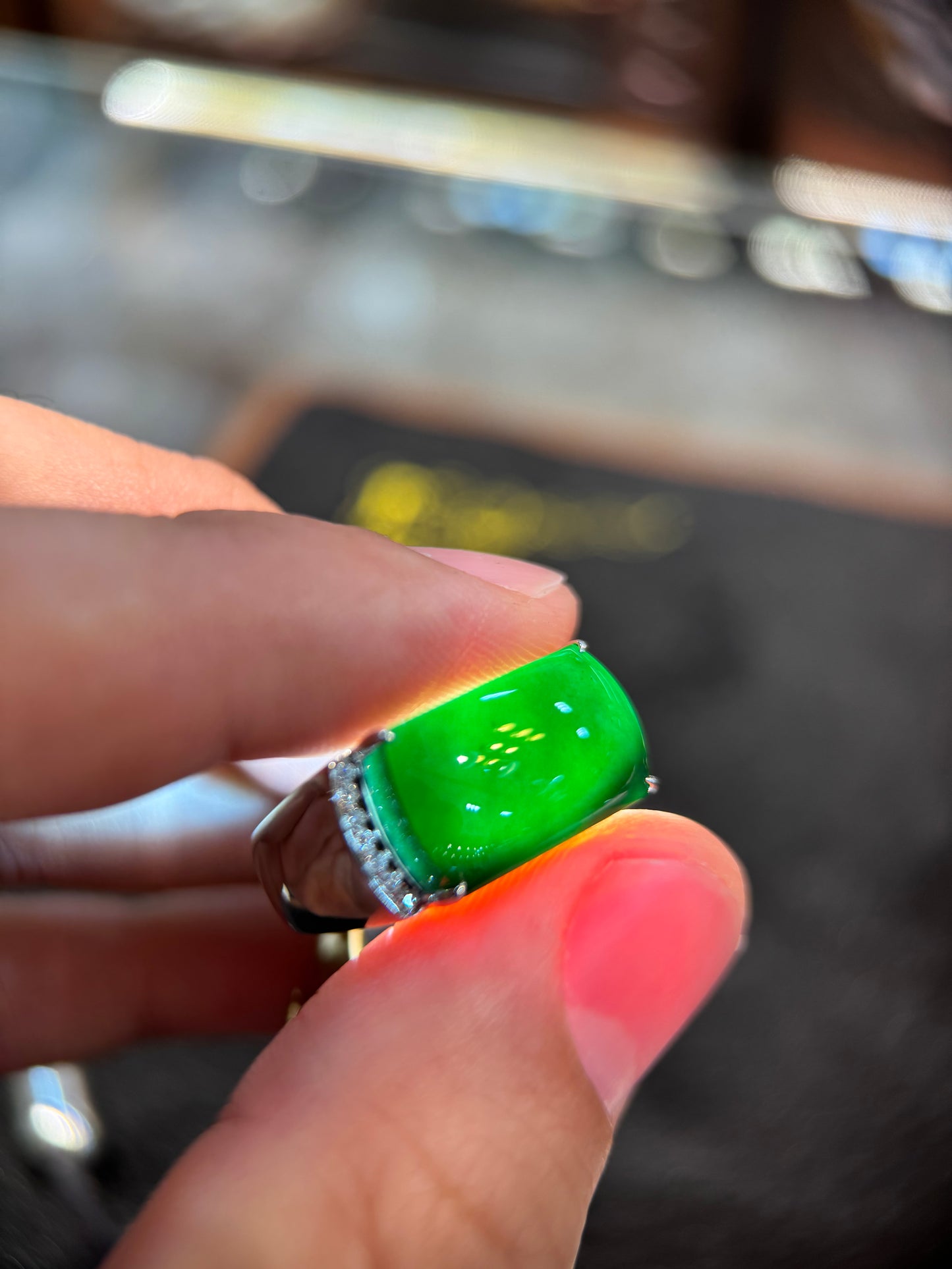 Omphacite Saddle Jade Ring (R155)